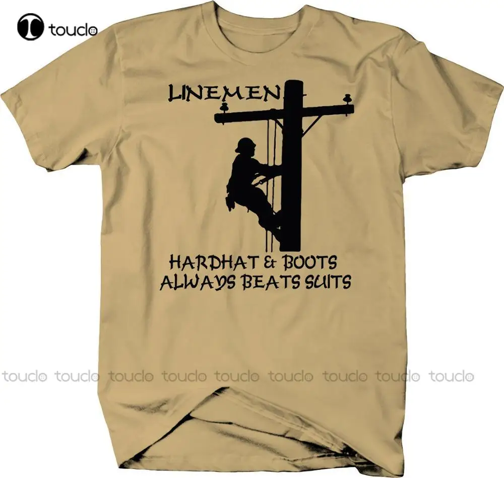 

Lineman Hardhat & Boots Utility Pole Climber Worker Color T-Shirt