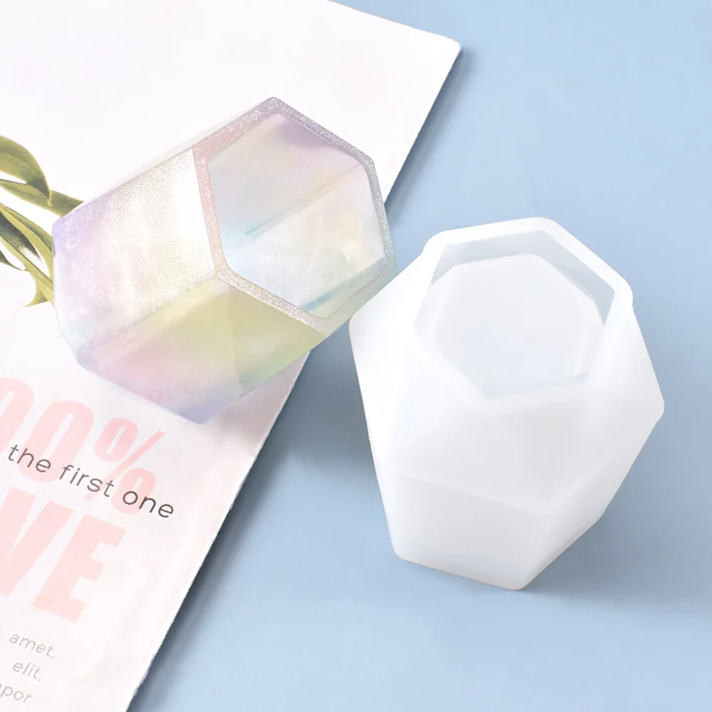 

Hexagon Cup Resin Silicone Mold Flower Pot Clay Epoxy Resin Molds DIY Pen Holder Boxes Makeup Brush Holder Crafts Jewelry Making