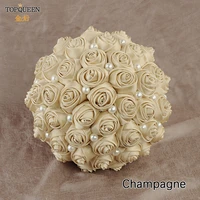 topqueen f3 cp bridal bouquets artificial flower champagne wedding bouquet stunning handmade satin rose flowers for bridesmaid