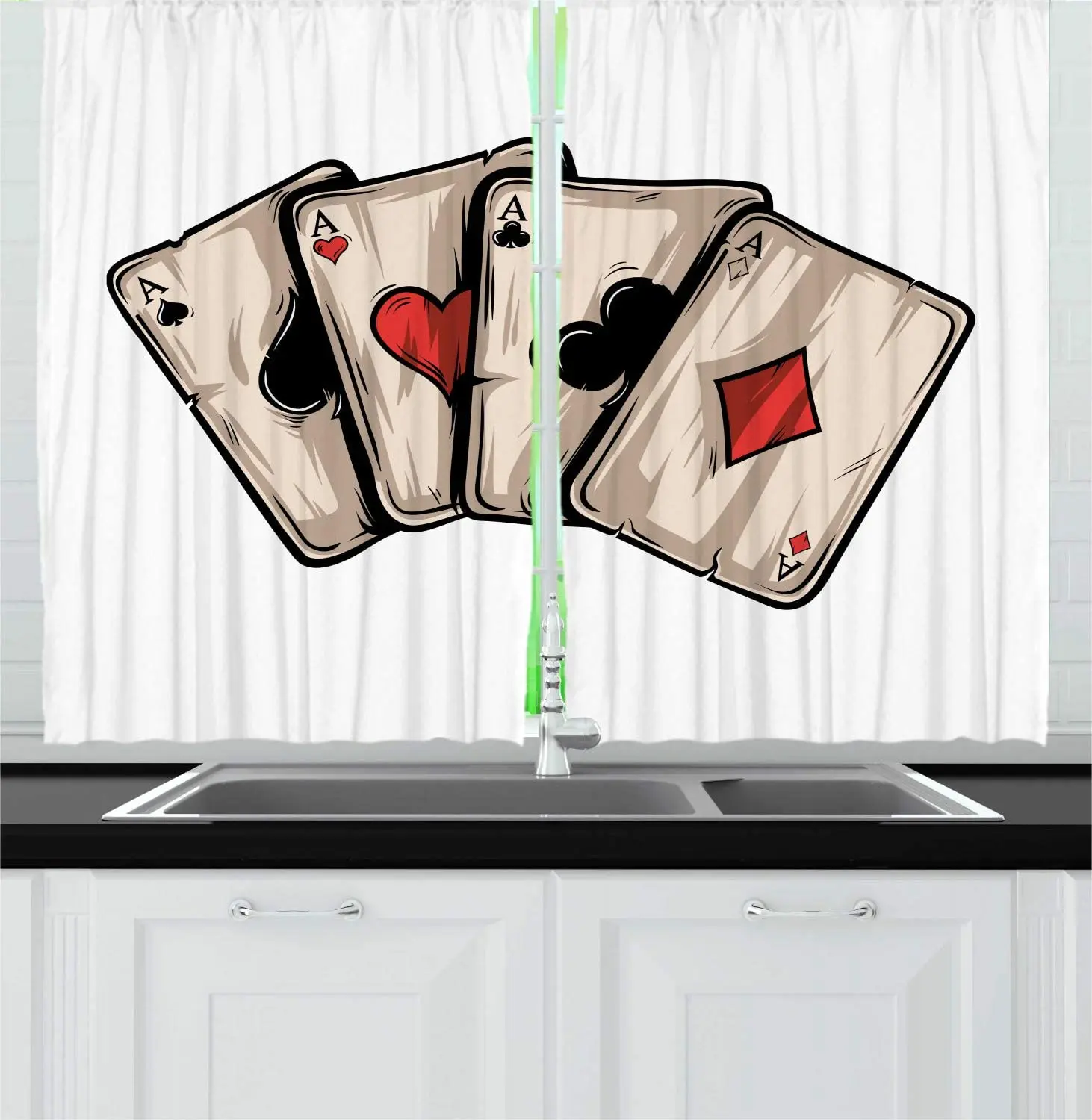 Белые разноцветные покерные кухонные шторы ручная роспись как 4 Aces игральные
