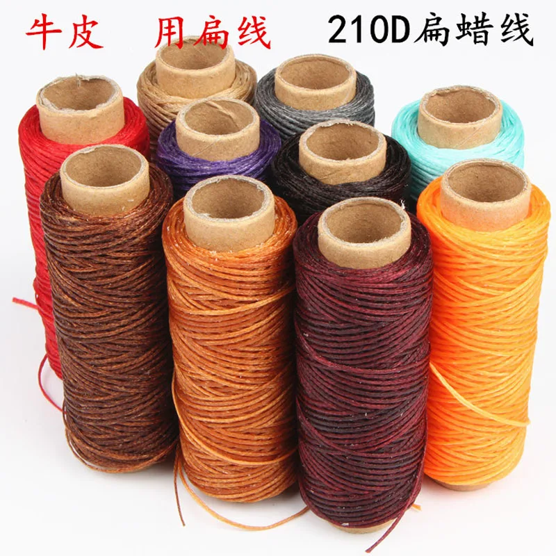 

DIY handmade leather thread, hand stitched flat wax thread, thick 1mm 210D, cowhide leather thread, water wax thread