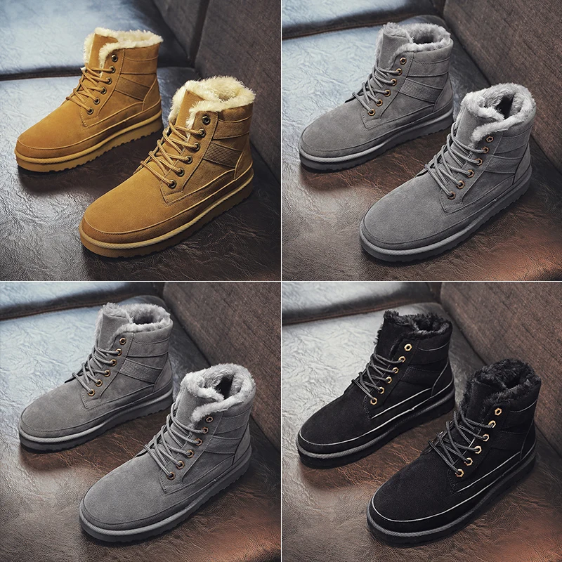 Кожаные ботинки для снежной погоды мужские короткие Мужская обувь из хлопка