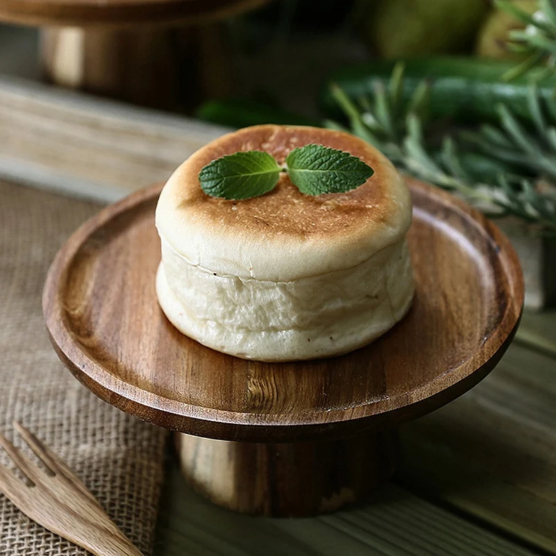 

1 Pcs Elevated Wooden Cake Tray Creative Food Tray & 1 Set Diamond Whiskey Glasses Sets Water Kettle with Wood Ball Lid