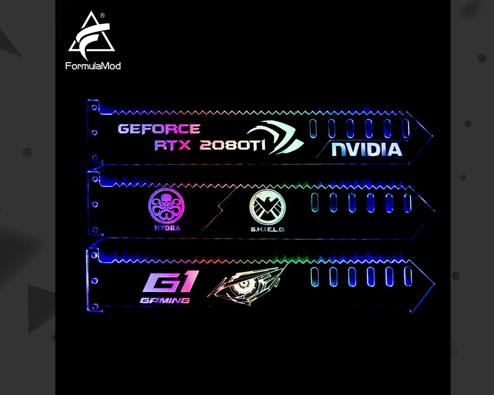 FormulaMod Fm-QJD, RGB блок GPU акриловые кронштейны, декоративные пластины GPU держатель, 5 v 3 Pin RGB синхронизация материнская плата освещение