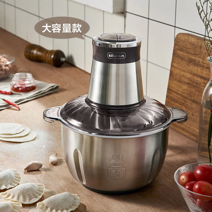 Нержавеющая сталь Электрический измельчитель Мясорубка 2.5л емкость кухонный