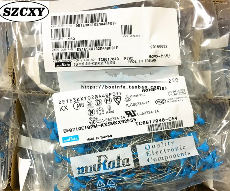 Новый и оригинальный импортный Y-конденсатор DE1E3KX102MA4BP01F 250V 250 M 1nF 102 P 1000 шт. |
