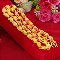 lm not fade men sweater necklces 24k real yellow solid gold plated mens necklace classic chain birthday male jewelry