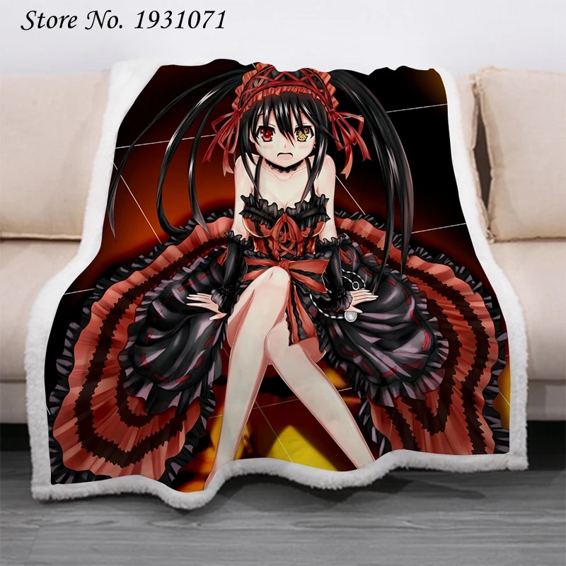 Флисовое одеяло для кровати с мультяшным аниме свиданием и живым 3D принтом