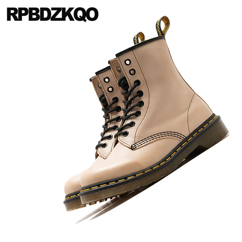 Женские ботильоны на плоской подошве осенние ботинки из натуральной кожи с