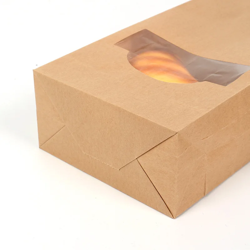 

10pcs Kraft Paper Party/Wedding Gift Bags,Cake/Chocolates/Candy Packing Bags Stand Up Food Clear PVC window Seal Boxes 2 Sizes