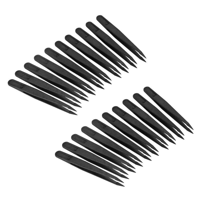 

20 Pcs Black Plastic Tip Head Anti Static Tweezer 12cm Length