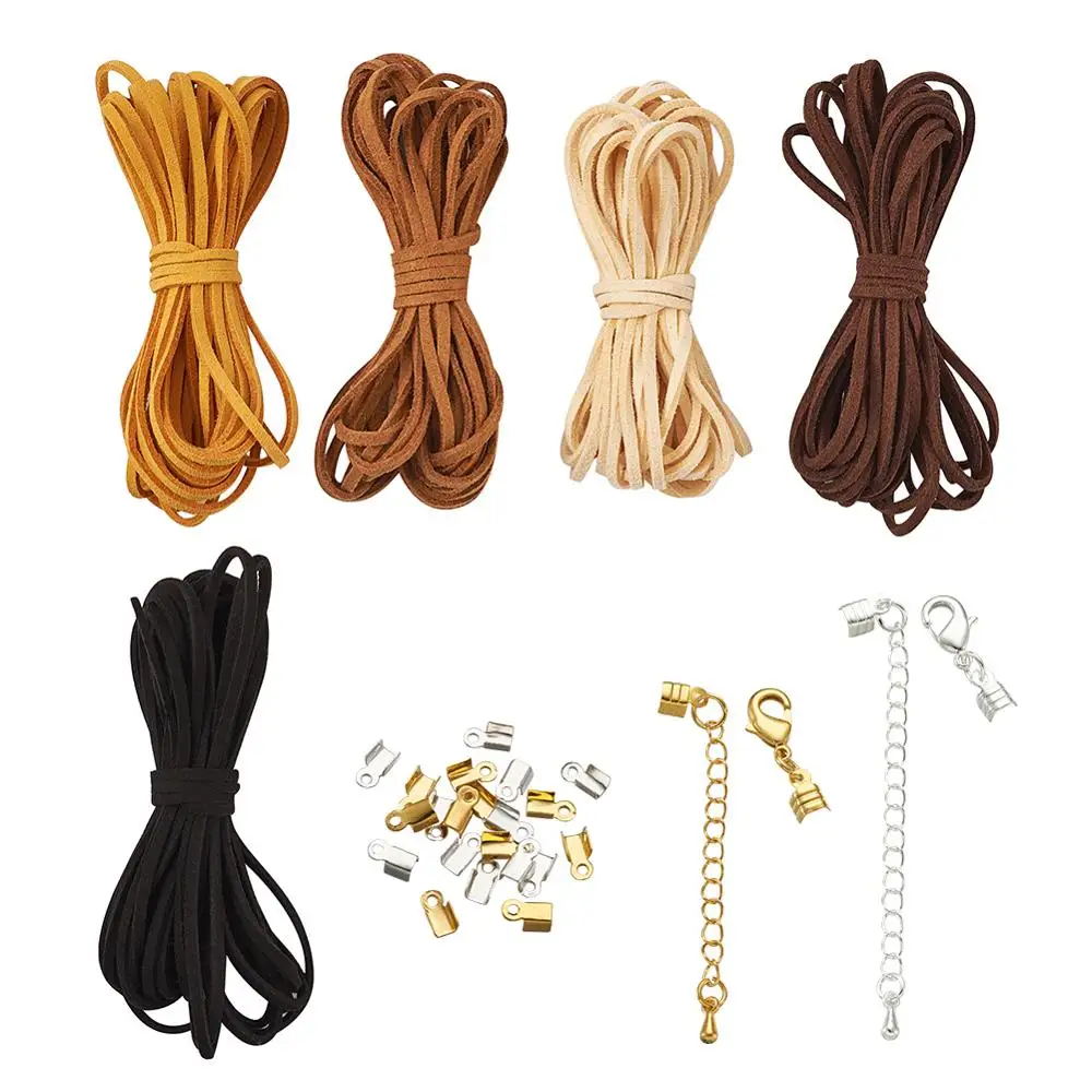 Изготовление ожерелья своими руками с плоским шнуром из искусственной замши