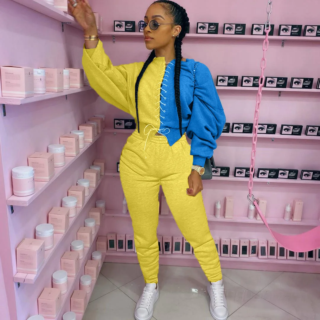 

Женский спортивный костюм из двух предметов, повседневная одежда, осенняя одежда для женщин, укороченный топ, спортивные штаны, женский спо...