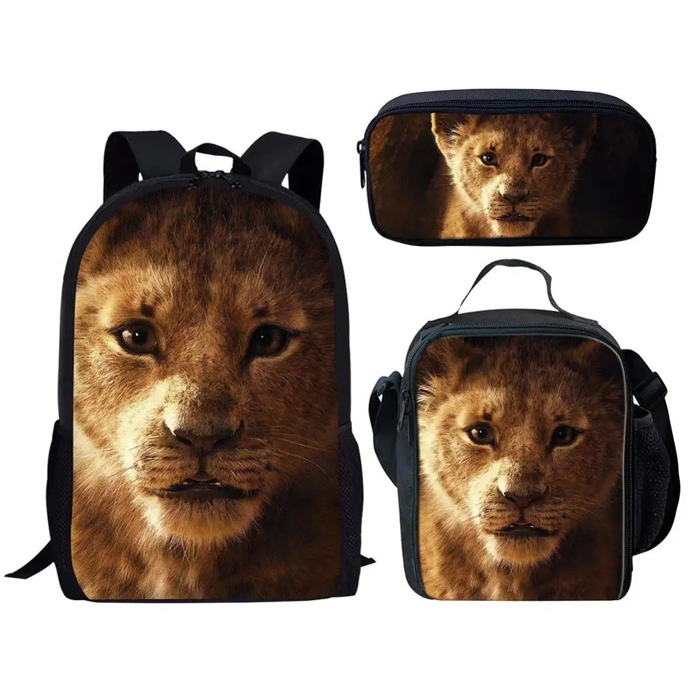 3 шт./компл., детский рюкзак с 3D-принтом в виде Лев