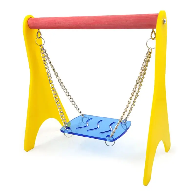 

Acrylic Swing Chicken Toy with Hanging Chain Baby Chick Perch Cage Training Stand Holder for Bird Parrot Hens Macaw F19B