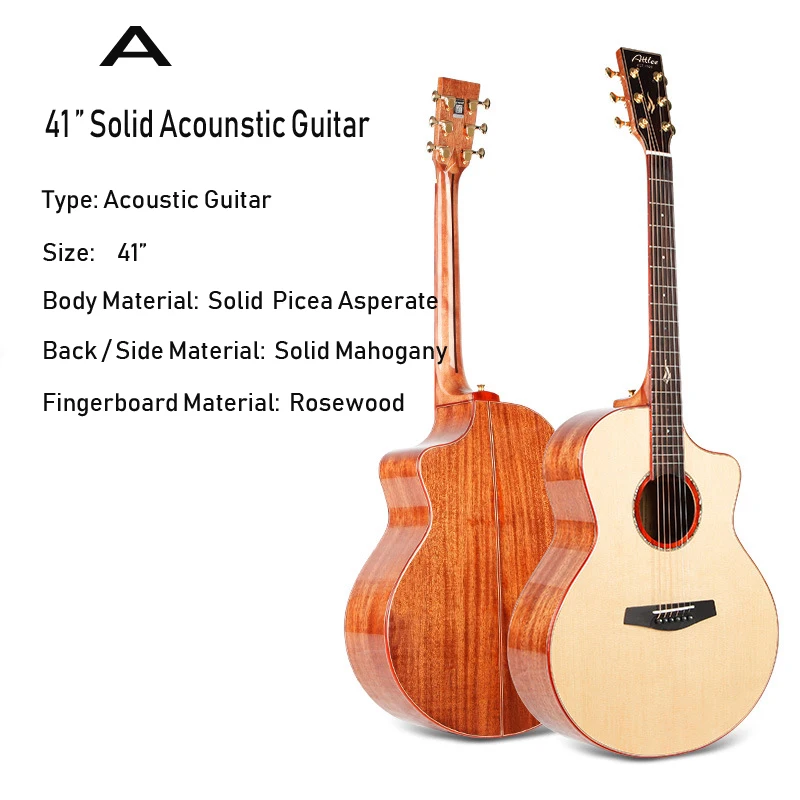 Акустическая гитара из массива дерева 36 дюймов 41 дюйм Высококачественная