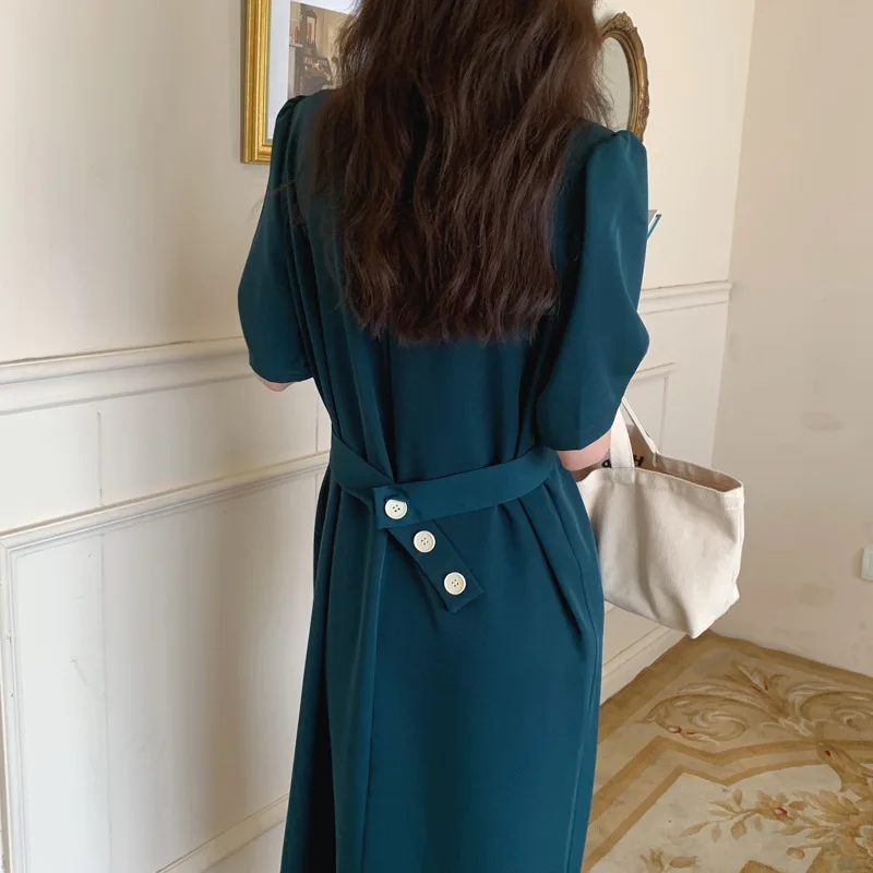 

Hot sake LADIES Elegant Long Shirt Dress Long Sleeve Solid Vestido Casual Loose Dresses Q144