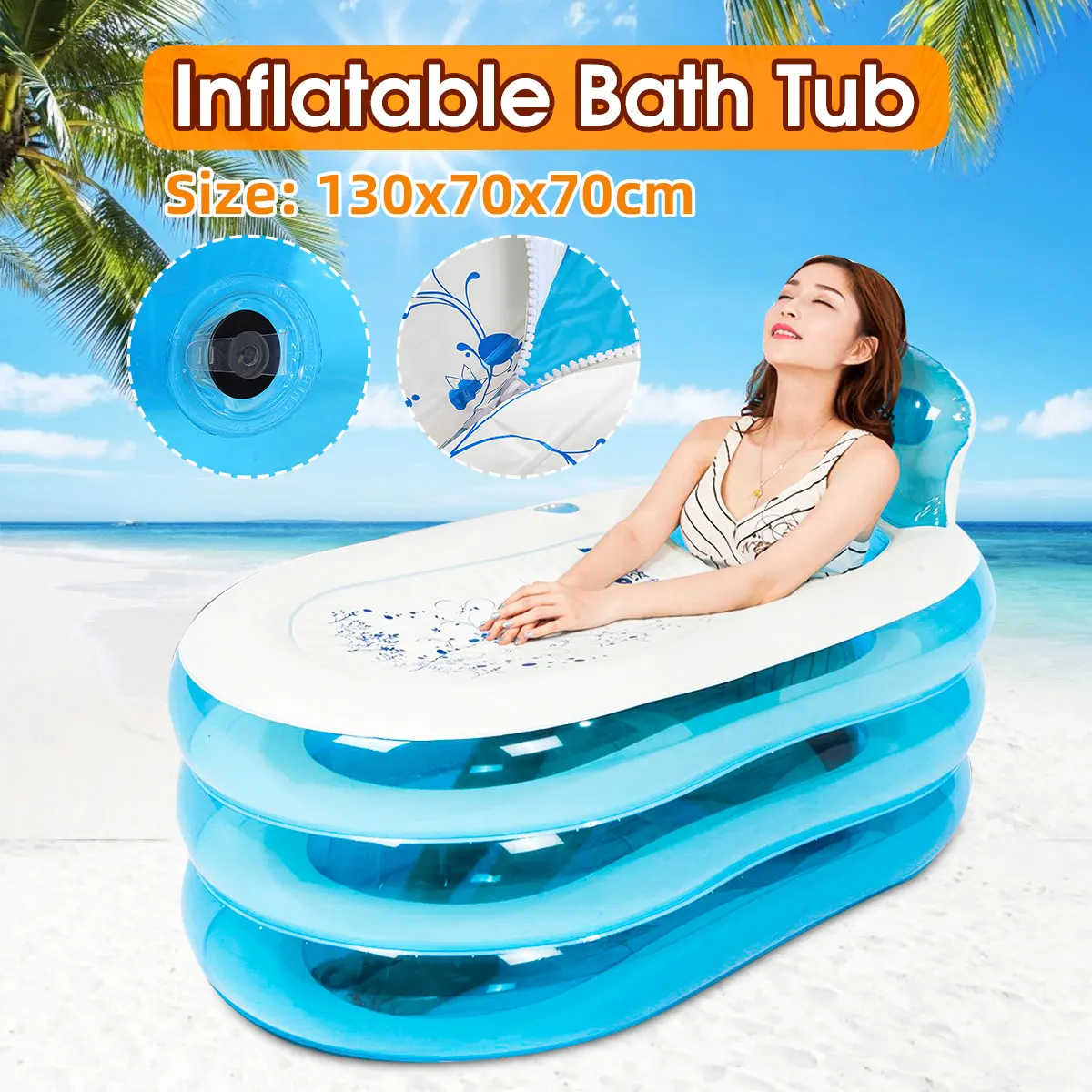 

Portable Soft Large Size Inflatable Bathtub SPA Bath Barrel Folding For Adults With Cover Cushion Household Inflatable Tub