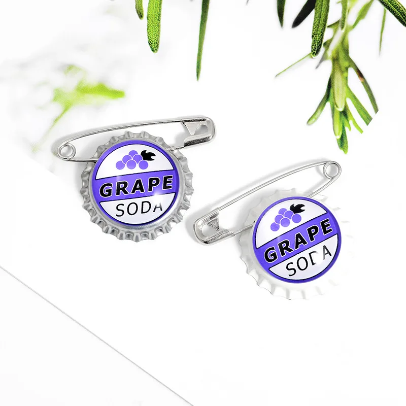 European and American Fashion Explosion Grape Soda Bottle Cap Paper Clip Brooch Ins Tide Creative Paper Clip Backpack Collar Pin