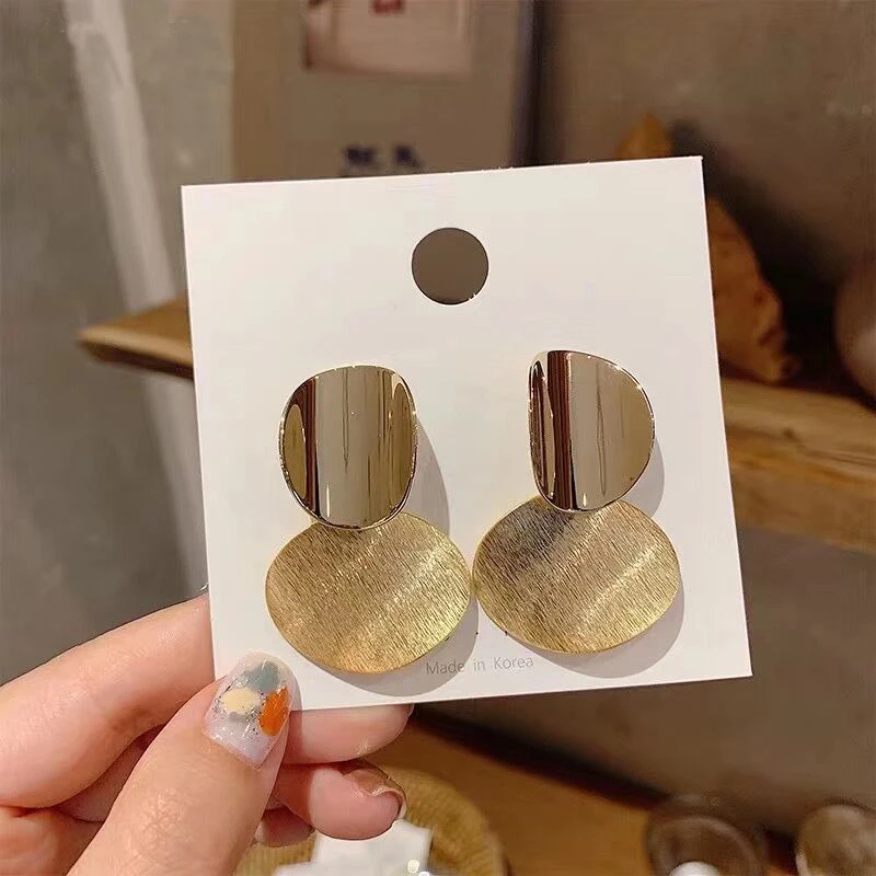 Модные круглые серьги в стиле панк большие металлические подвески