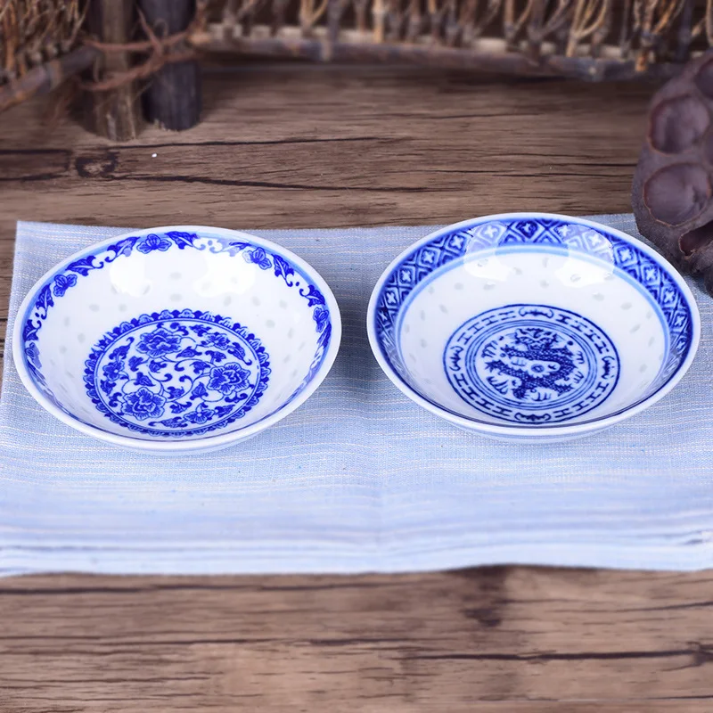 Керамическая тарелка кухонная посуда сине белая фарфоровая пищевой контейнер 4