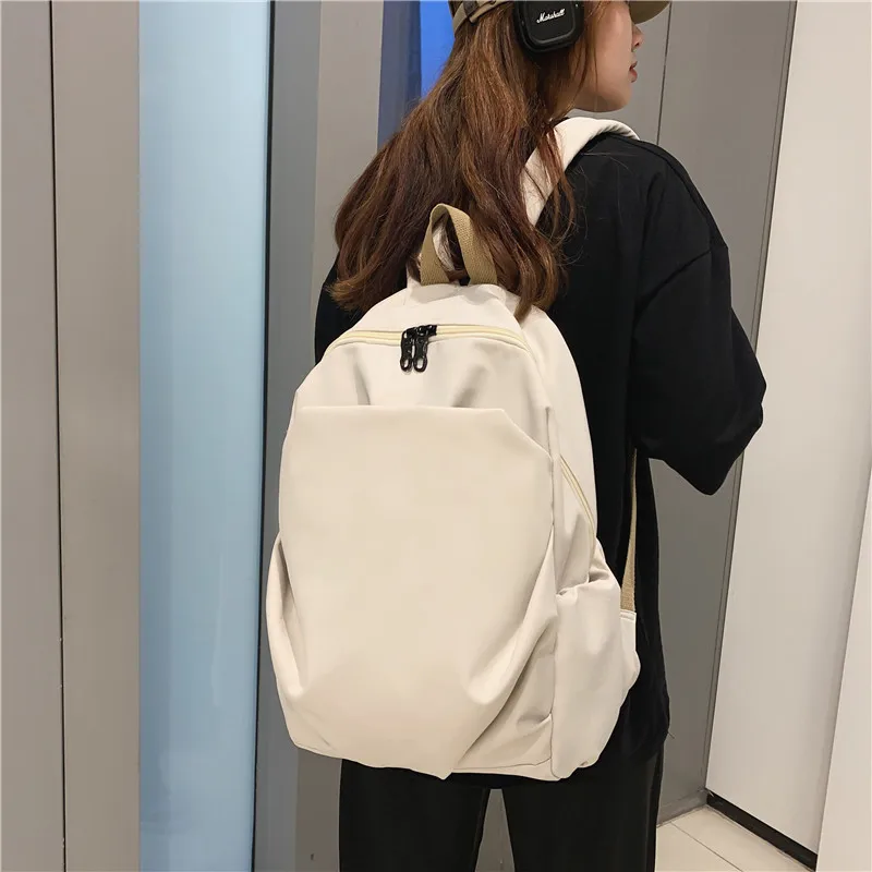

Solid Color Women Large Capacity Kawaii Backpack Girls Schoolbag College Studdent Waterproof Female Travel Book Bag