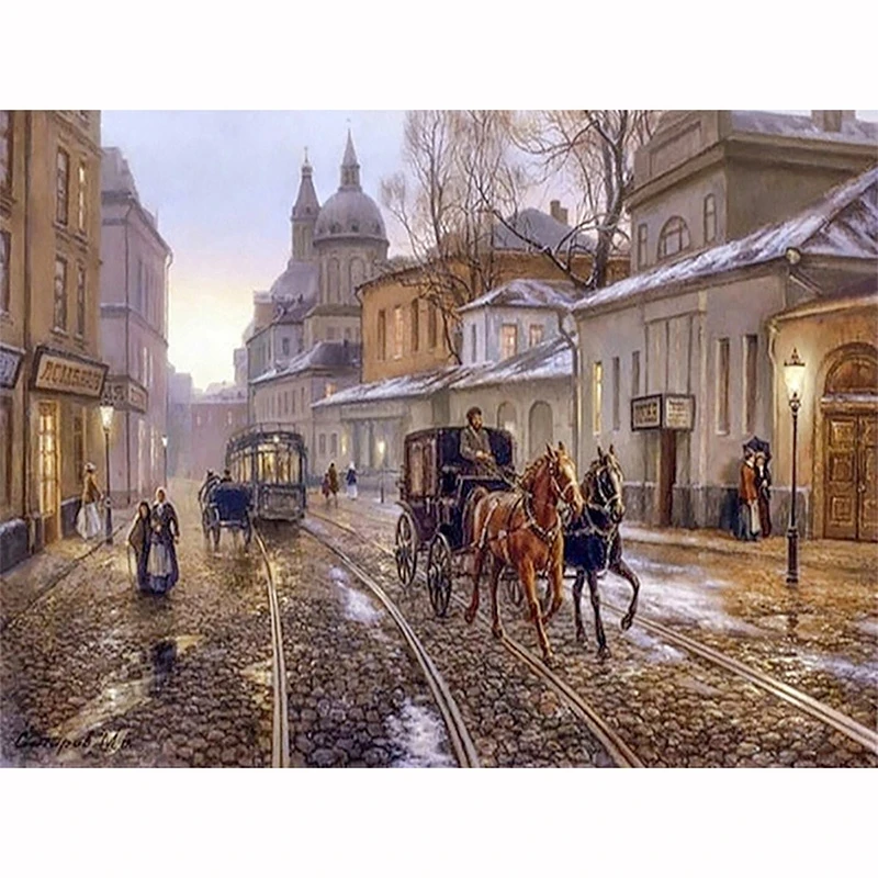 

Алмазная 5D картина «сделай сам», Набор для вышивки крестиком, в европейском уличном стиле, мозаика для украшения дома, 2021