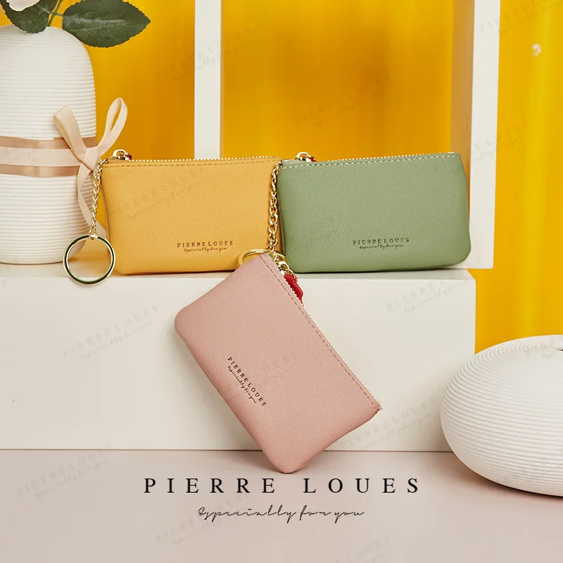 

YIZHONG Leather Mini Coin Purses for Women Cute Wallets Simple Small Fresh Wallet for Daily Kid Purse Soft Chain Clutch Bag