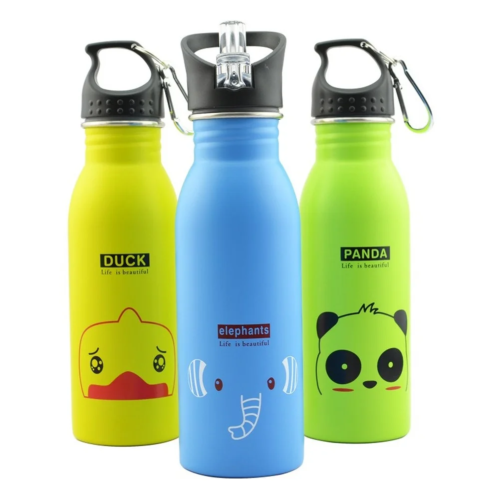 500ML de los ni&ntilde;os Acero inoxidable deportes botellas de agua, Port&aacute;tiles al aire libre Camping bicicleta tetera chico tazas-0