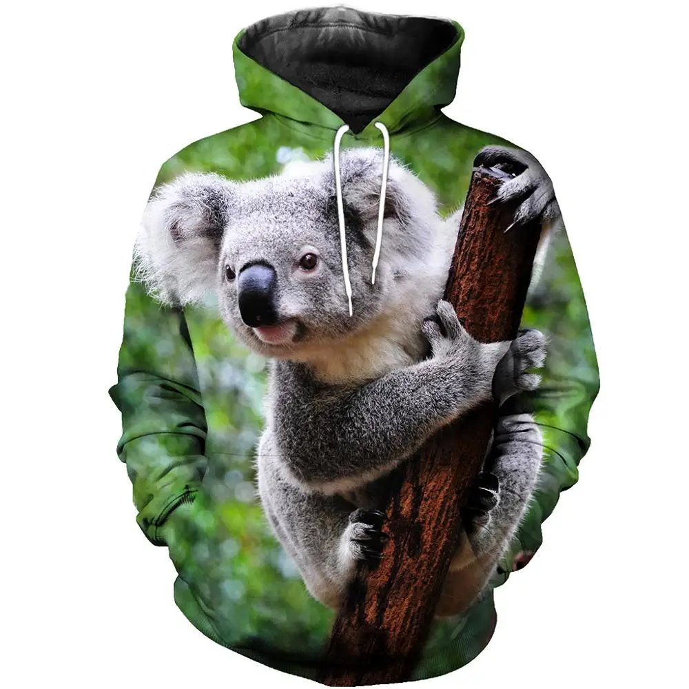 Толстовка Koala мужская с 3D принтом милый свитшот капюшоном длинным рукавом