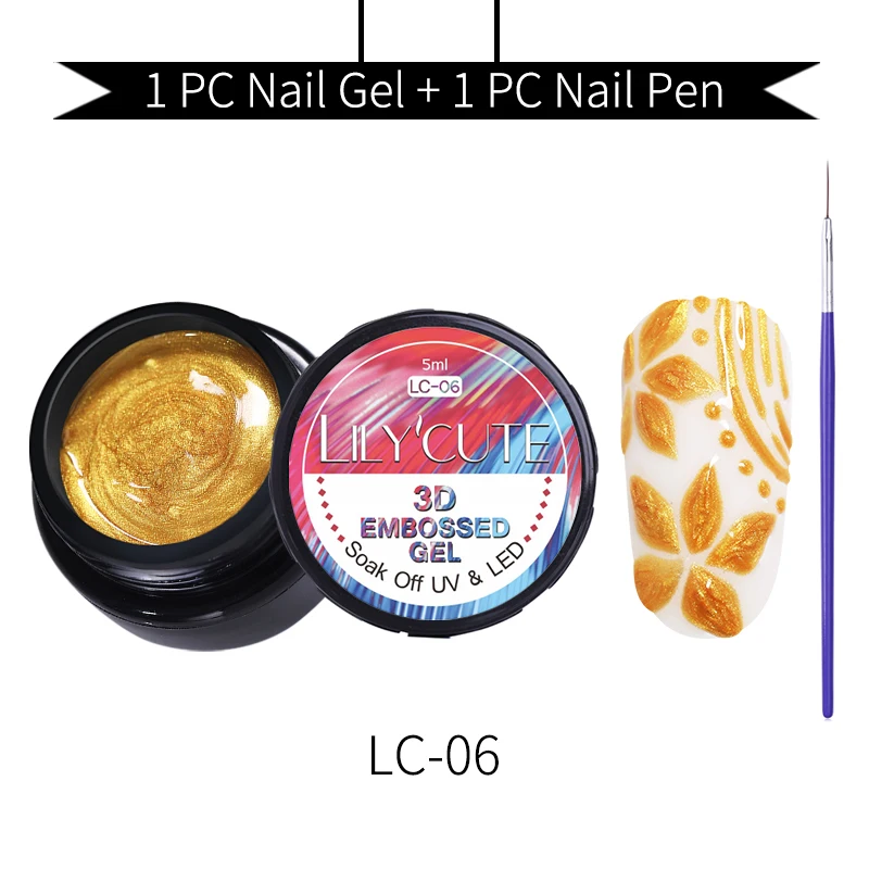 2cps Gold LC-06 LILYCUTE металлическое зеркало набор гель-лаков для ногтей металлическое зеркало Гель-лак для живописи Нейл-арт Рисование длительное впитывание УФ-гель - Цвет: 2cps Gold LC-06