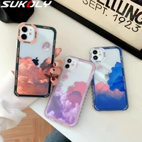 for iphone 13 pro max sunset clouds soft silicone case iphone 12 11 xs xr 8 7 shockproof lens protection wave point frame cover