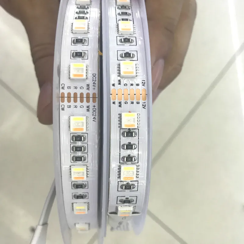 Гибкая светодиодная лента светильник RGB CCT 5 в 1 чипы CW + WW DC 12 В/24 В 60 светодиодов/м