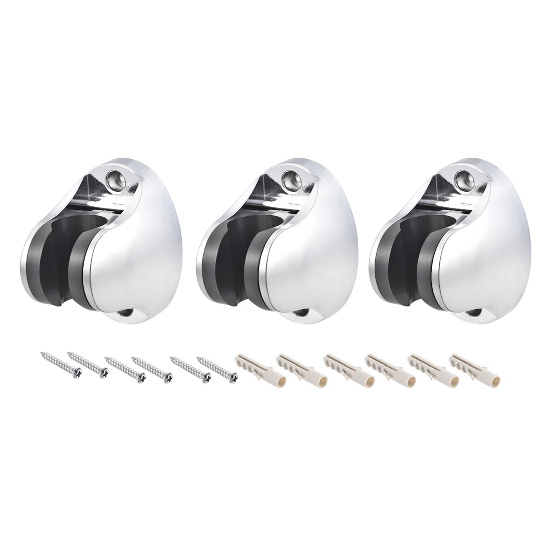 

uxcell Shower Head Holder Adjustable ABS Wall Mount Handheld Shower Bracket Silver Tone 70x50x56mm 3Pcs