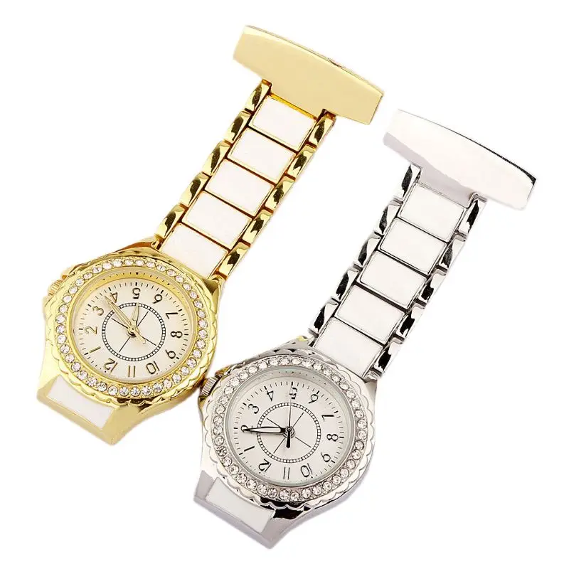 

Stainless Steel Arabic Numerals Quartz Watch Brooch Fob Clip-on Pendant Pocket Watch For Men Women