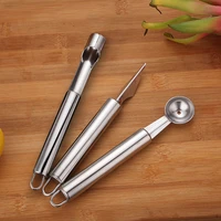 3 piecesset household fruit ball spoon core remover stainless steel lemon rust resistant kitchen utensil kit home supplies