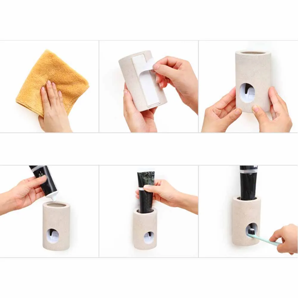 

Automatic Toothpaste Squeezers Toothbrush Holder Bathroom Accessories Set Punch Free Dust-proof Toothpaste Dispenser Bathroom