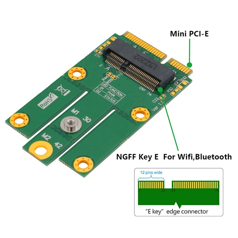 M.2 NGFF (ключ E) к Mini PCI-E (Wifi + Bluetooth) Поддержка MINI карта адаптера Бесплатный драйвер |