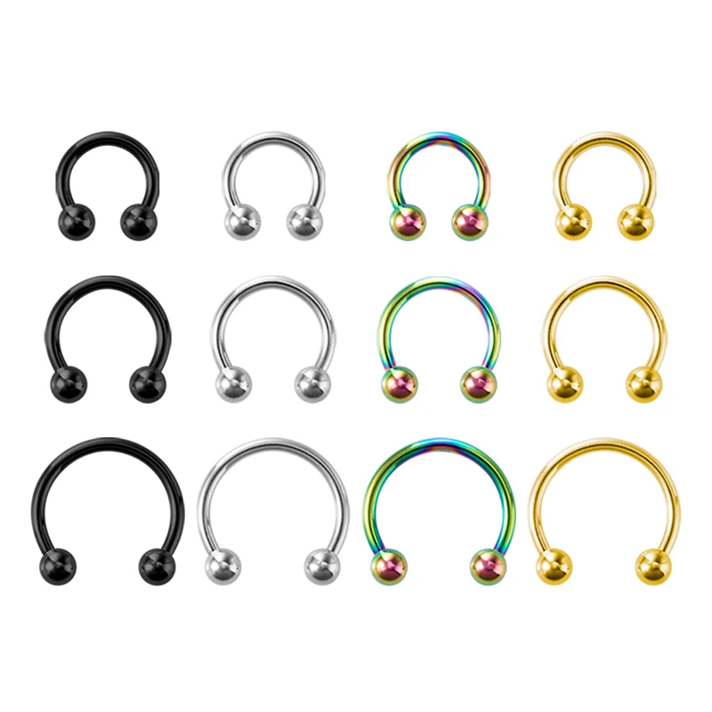 

3PCS Punk Earring Eyebrow Tragus Lip Piercing Ring 16G Smiley Bar BCR Circular Barbell Septum Piercing Nose Rings Horseshoe Hoop