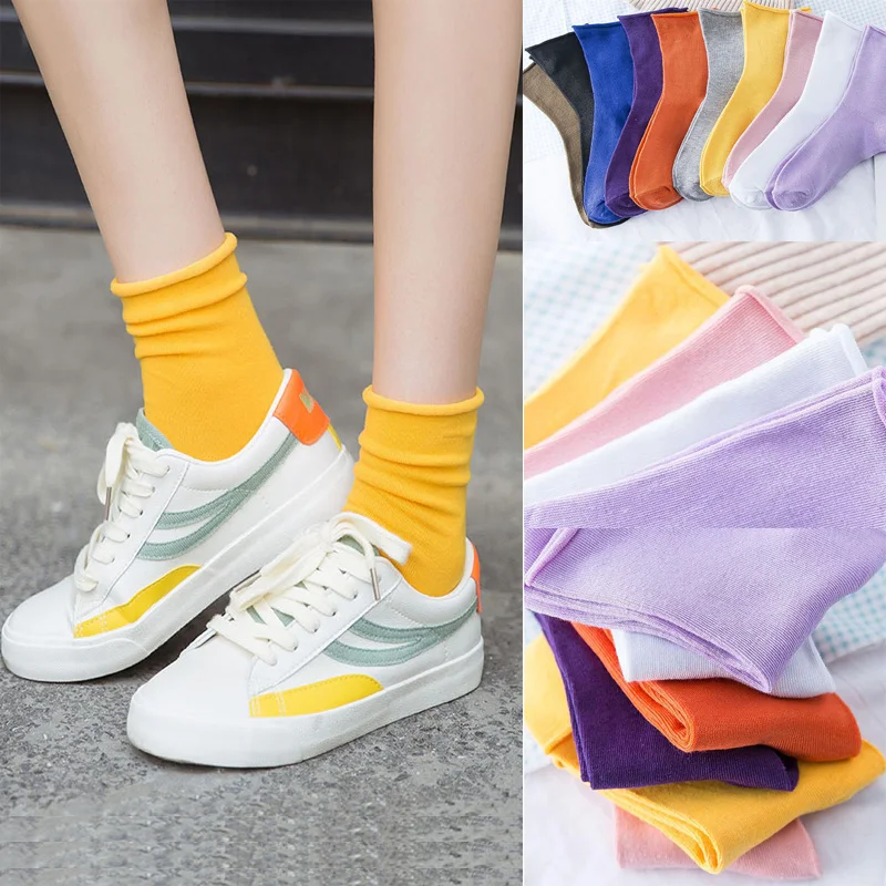 Женские носки Харадзюку 5 пара/лот Модные свободные корейские японские хлопковые