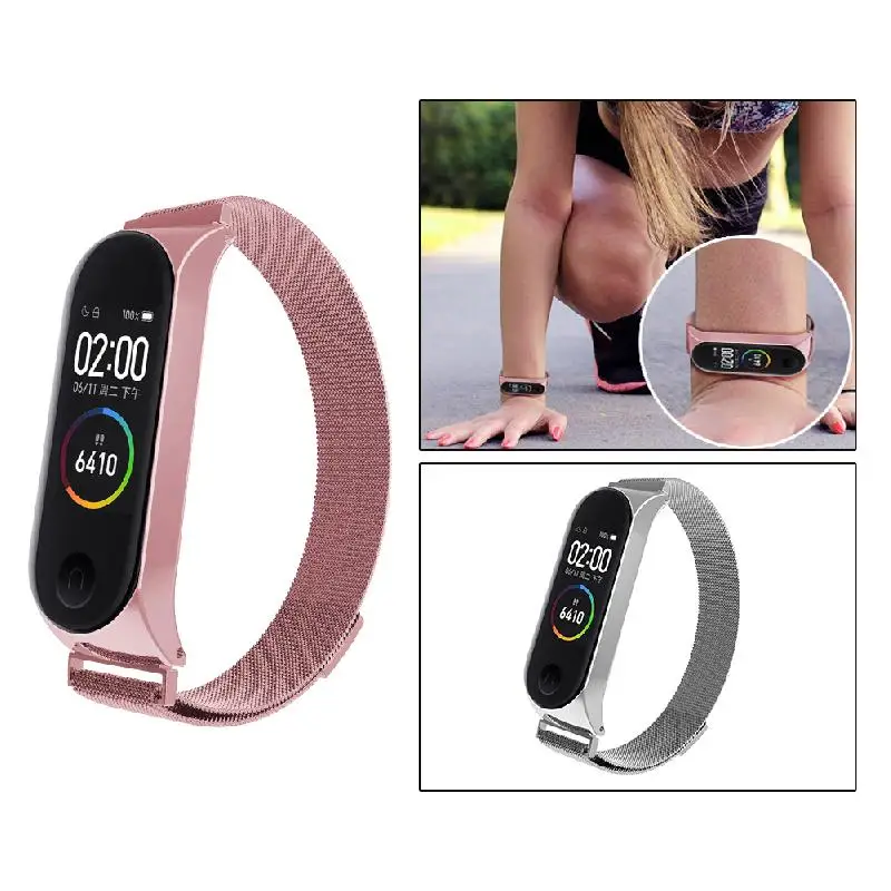 Магнитный ремешок из нержавеющей стали для xiaomi mi band 3 4 металлический