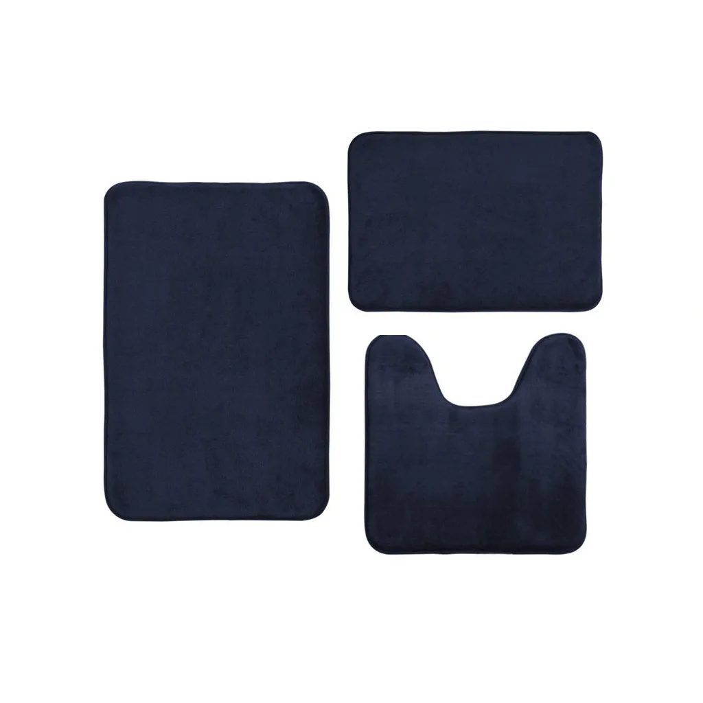 

Bathroom Mat Coral Memory Cotton Mat Absorbent Non-slip Winter Solid Bathmats Toilet Cover Seat Doormats Carpet 3pcs #695