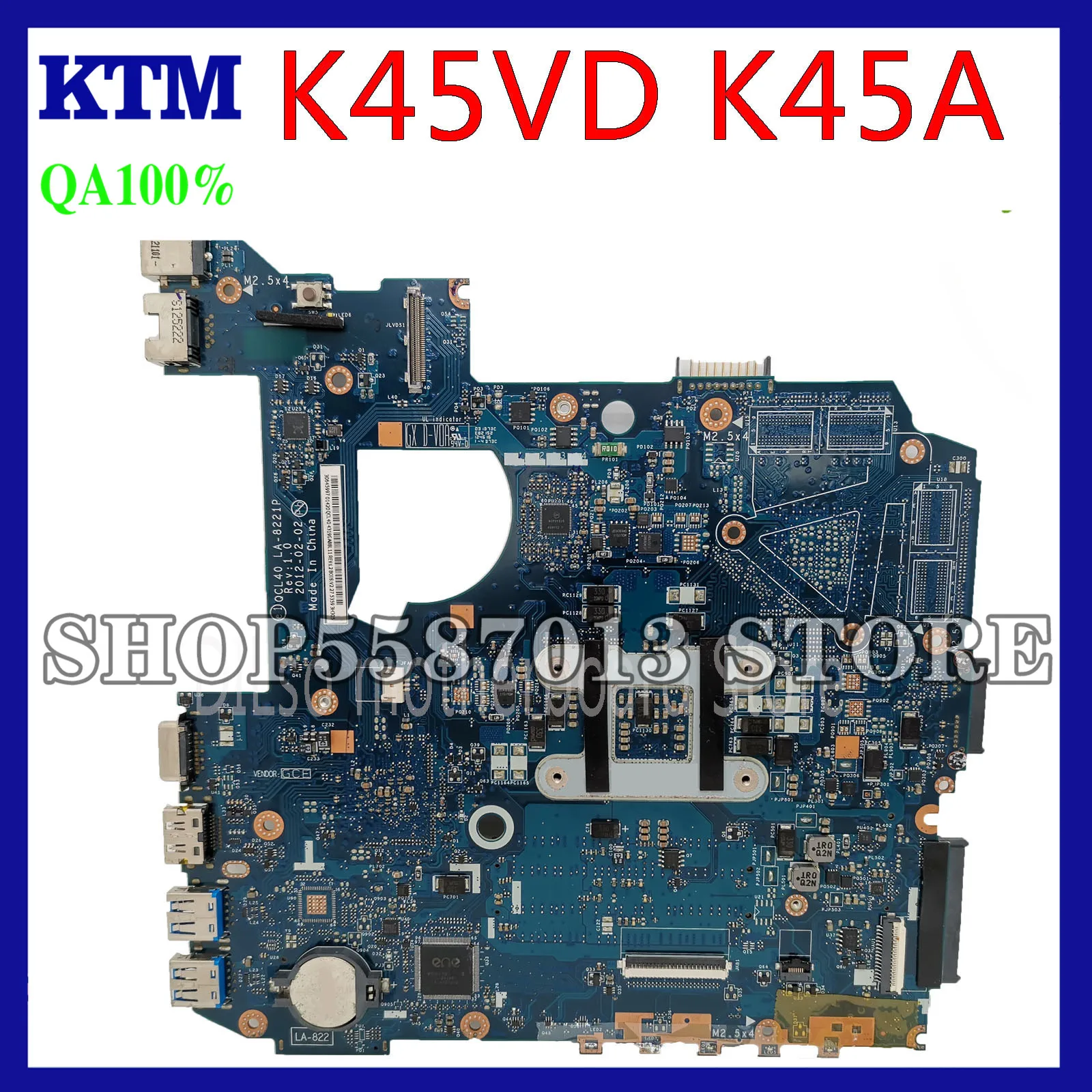 

KEFU LA-8221P For ASUS K45A K45VD A45V K45VM K45VS A85V Motherboard LA-8221P GM original Motherboard Test