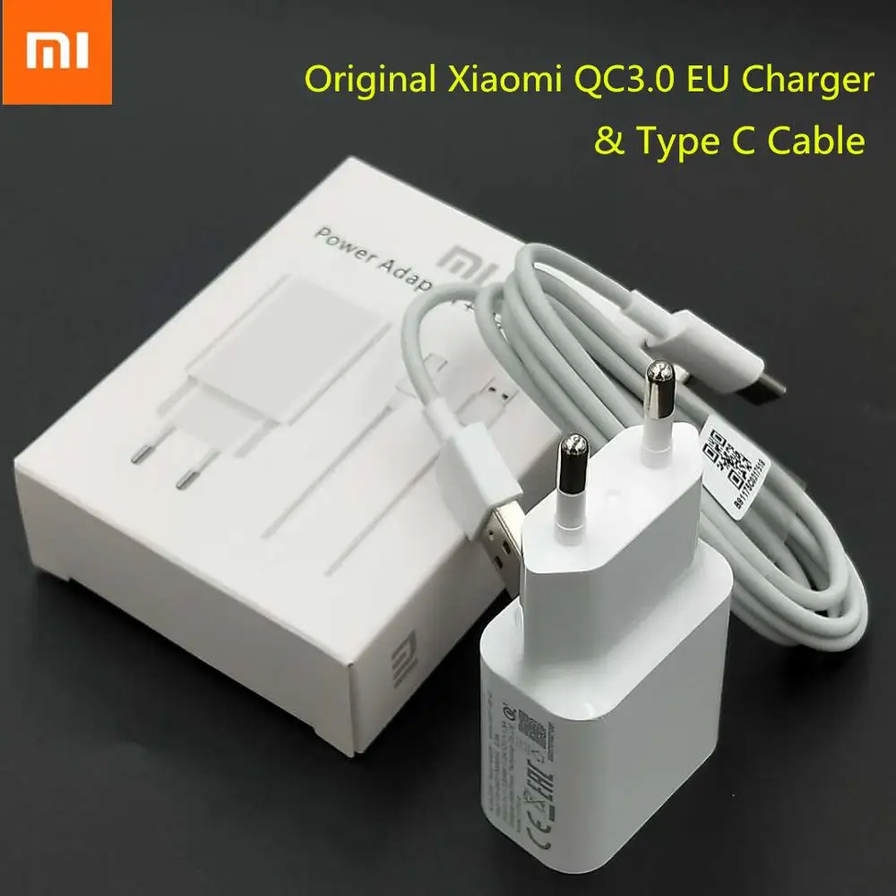 USB зарядное устройство Xiaomi адаптер для быстрой зарядки QC3.0 оригинальный кабель
