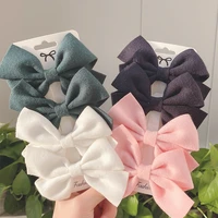 4pcsset korean sweet solid color bows hair clip for kids girls boutique handmade hairpins barrettes headwear hair accessories