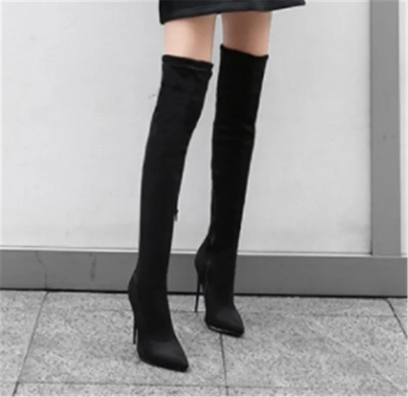 Женские зимние сапоги выше колена на высоком каблуке 12 см|Ботфорты| |