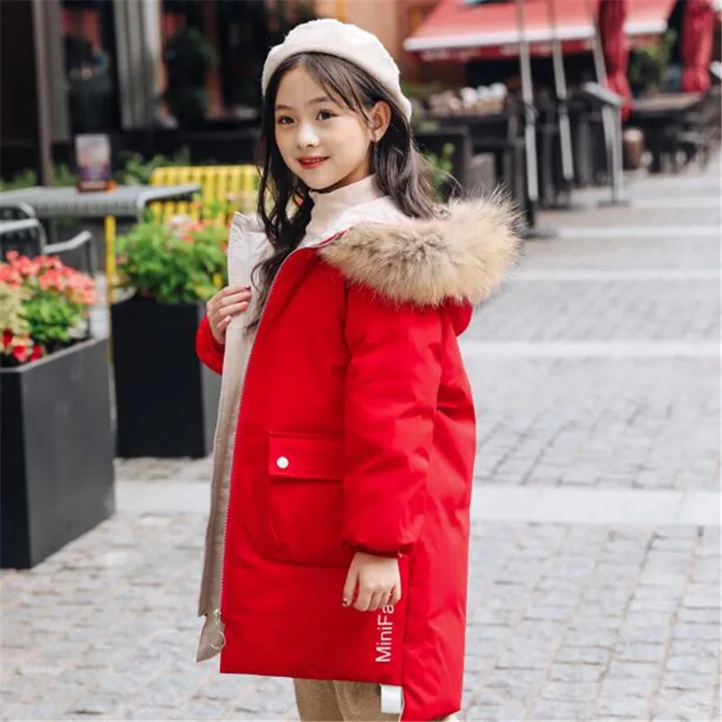 

2021 New Autumn and Winter Girls Down Jacket Mid-Length Children's Middle-Aged Children's Long Style Down Jacket