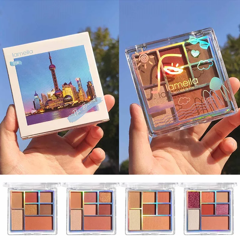 

Eyeshadow Cosmetics 7 Colors Nude Shimmer High Pigmented Shadows Waterproof Eye Shadow Palette Glitter For Eyes Makeup