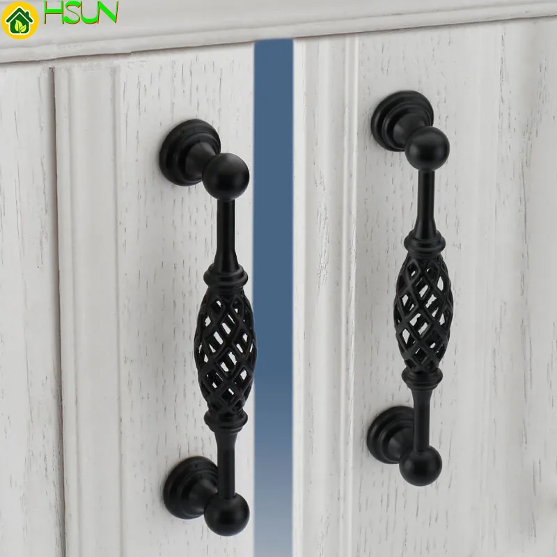 Черные ручки для шкафа из цинкового сплава мебельные птичьей клетки ящика