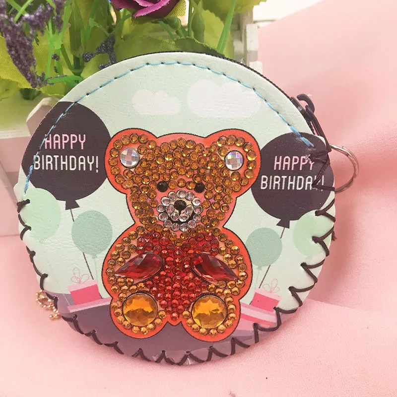 2Pcs DIY Full Drill Diamond Painting Cute Bear Leather Wallet Bag Purses Pendants Cross Stitch Embroidery Gift | Дом и сад